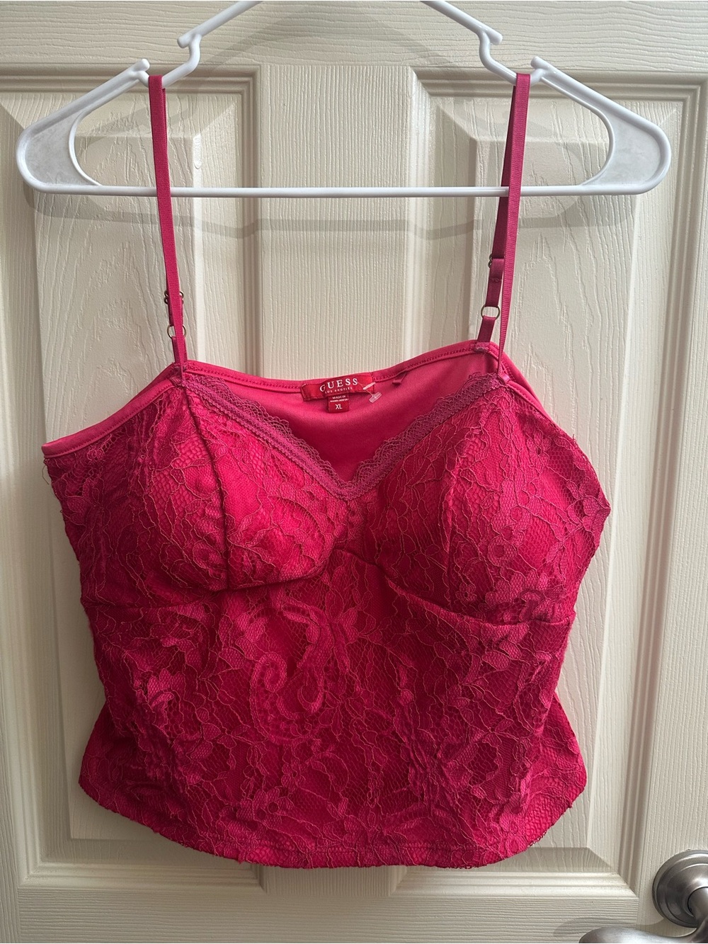 GUESS Hot Pink Lace Camisole with Adjustable Straps